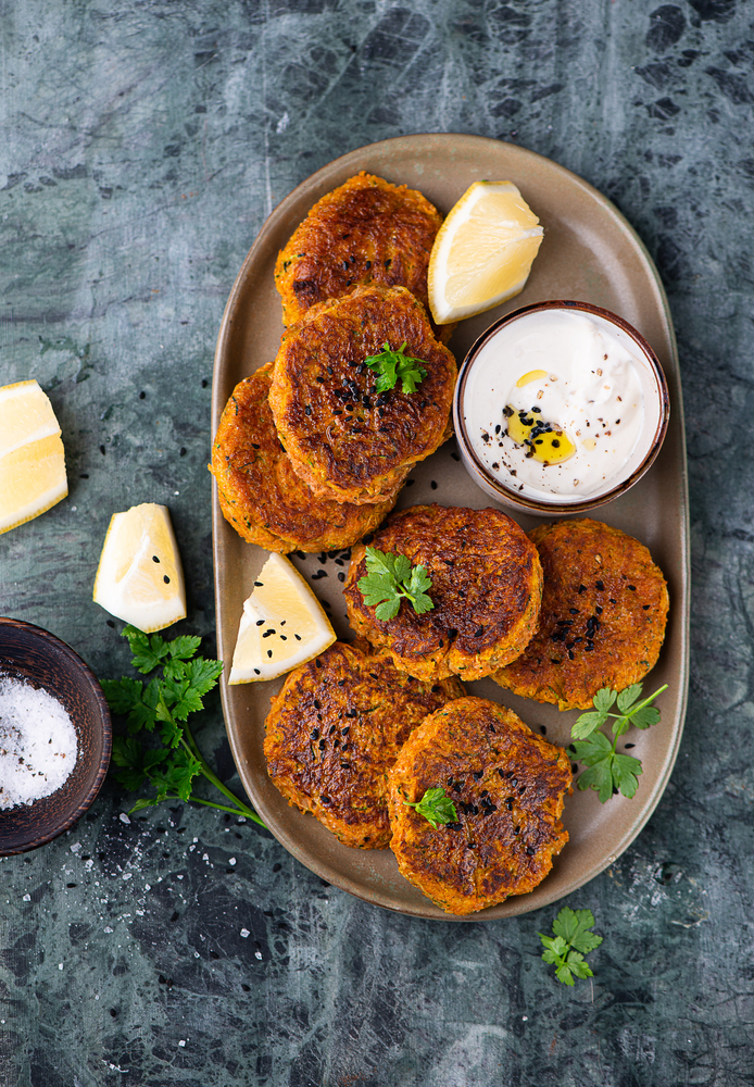 Vegetarian,Food.,Vegetable,Cutlet,From,Carrot,,Zucchini,,Potato,With,Sauce.
