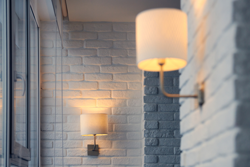 Wall,Lamp,In,Modern,Loft,Apartment.,Wall,Sconce,On,White