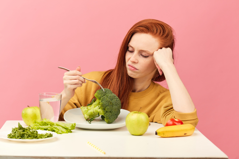 Sad,Red-haired,Woman,In,Bad,Temper,Keeping,Strict,Vegetarian,Diet