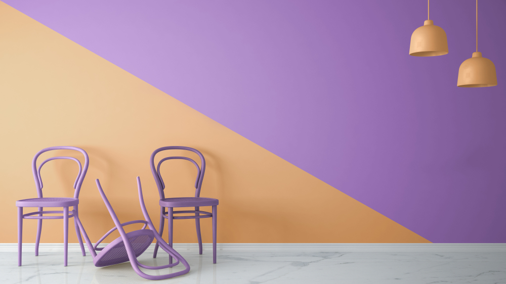 Minimalist,Architect,Designer,Concept,With,Classic,Colored,Chairs,,One,Chair