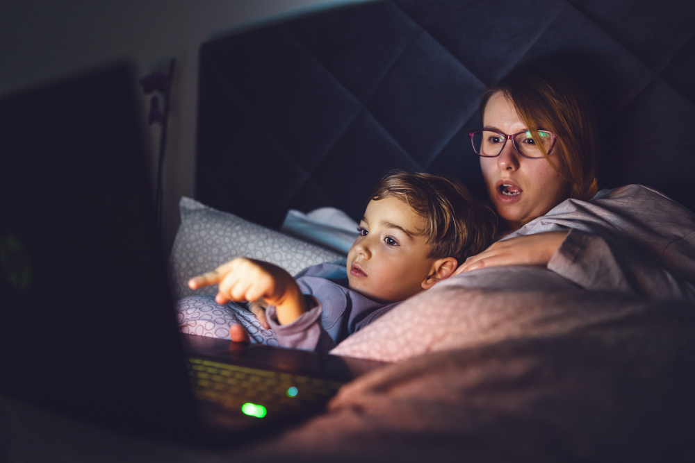 Mother,And,Son,Watching,Movie,Or,Cartoon,Using,Laptop,In