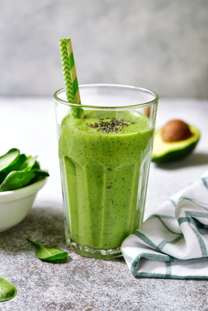 Green,Detox,Smoothie,From,Avocado,And,Baby,Spinach,In,A