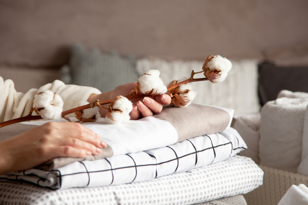 Well,Groomed,Woman,Hands,Holding,The,Cotton,Branch,With,Pile