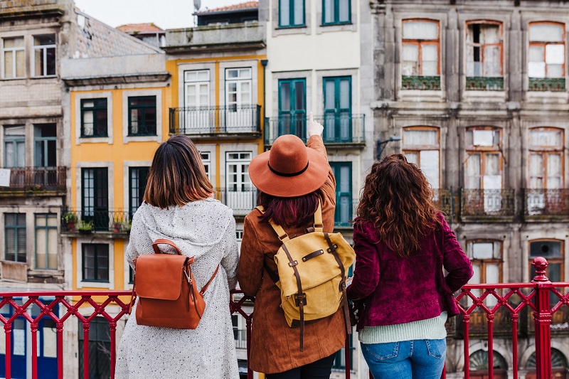 Back,View,Of,Three,Women,Sightseeing,Porto,Views,By,The