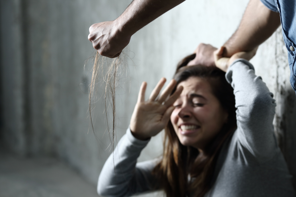 Scared,Abuse,Victim,Being,Attacked,By,A,Mad,Man,In