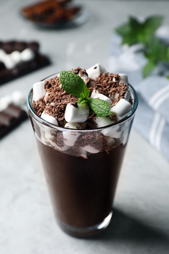 Glass,Of,Delicious,Hot,Chocolate,With,Marshmallows,And,Fresh,Mint