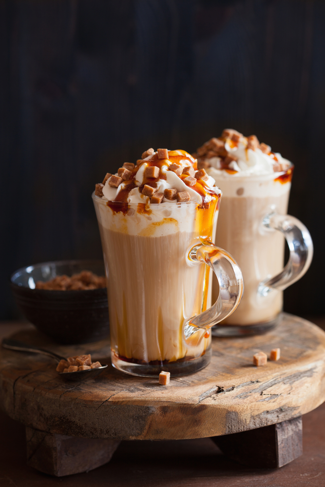 Cafe,Latte,With,Whipped,Cream,And,Caramel