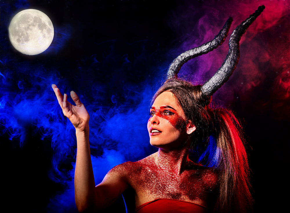 Black,Magic,Ritual,Of,Mad,Satan,Woman,Cry,In,Hell.