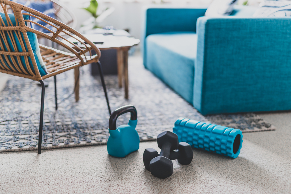 Home,Gym,And,Exercising,Indoor,Concept,,Set,Of,Fitness,Gear