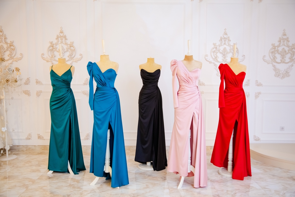 Beautiful,Evening,Dresses,On,A,Mannequin,In,A,Women's,Clothing
