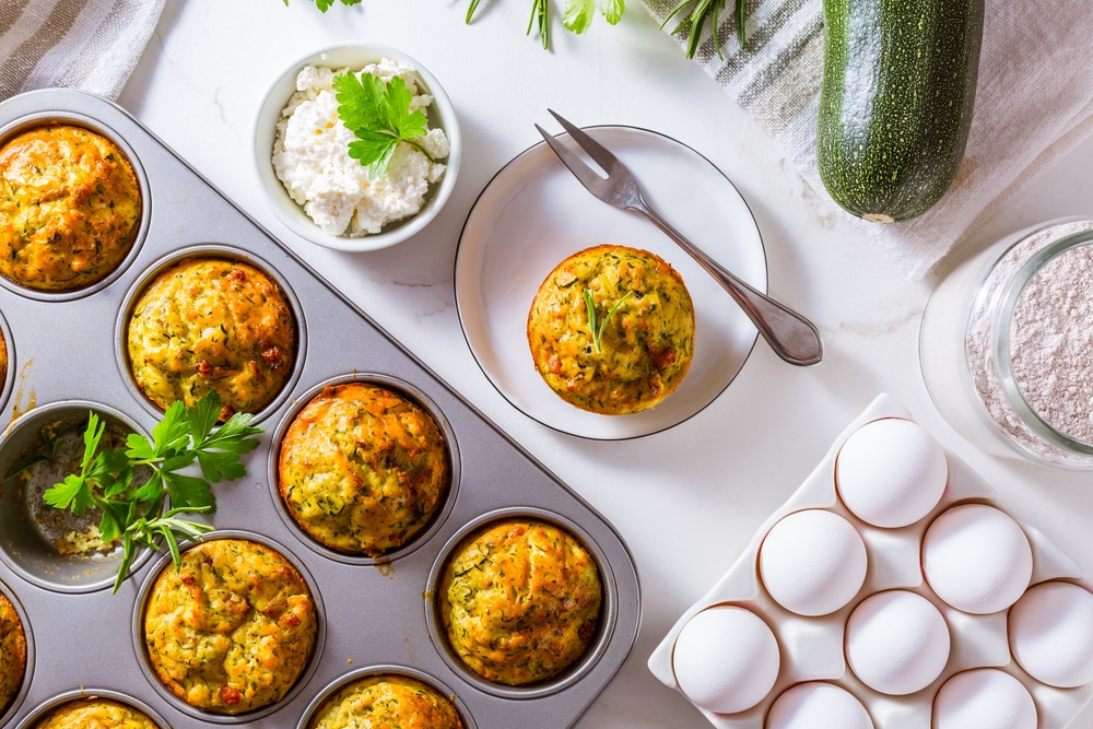 Homemade,Zucchini,Muffins,With,Feta,Cheese,,Savory,Courgette,With,Ingredients