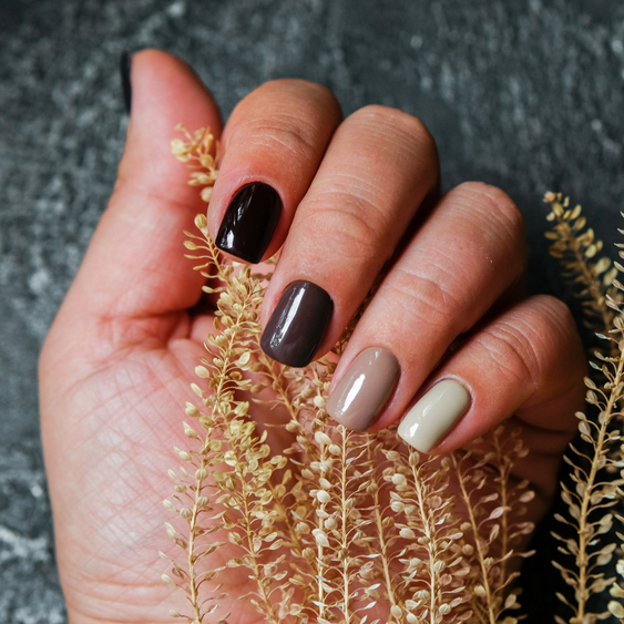 Cozy,Nails,Design.,Autumn,Leaves.,Place,For,Text.,Cozy,Autumn