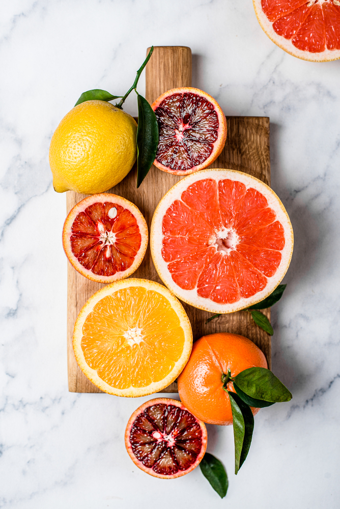Citrus,Fruits,Orange,Grapefruit,Mandarin,Lemon,Background,Gray,Concrete,Top