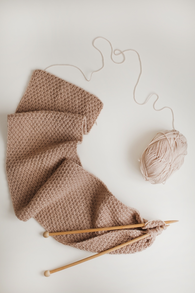 Knitting,Needles,With,Threads,,Beige,Yarn.,Hobby,For,Women,Concept.