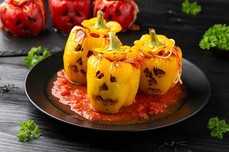 Jack,O,Lanterns,Stuffed,Yellow,Pepper,For,Halloween.