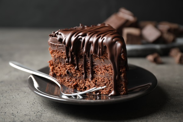 Tasty,Chocolate,Cake,Served,On,Grey,Table