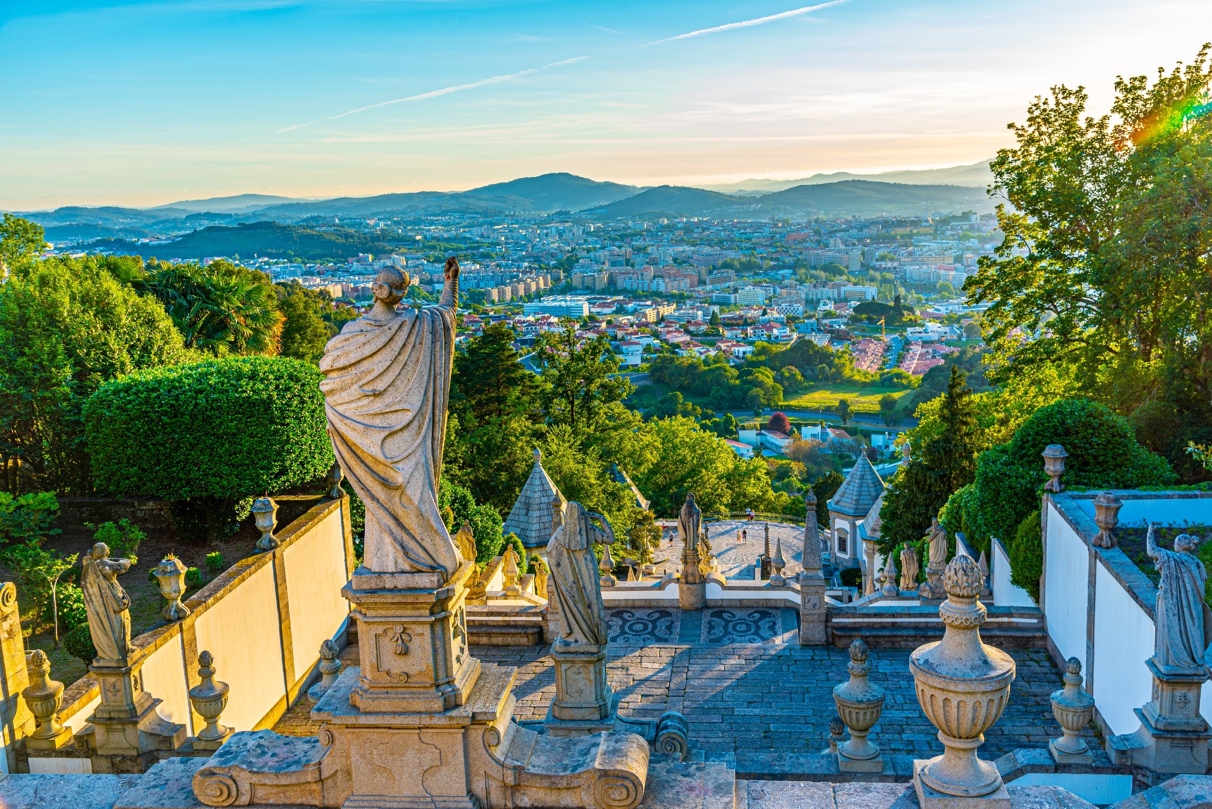 braga_View of the church of Bom Jesus do Monte in Braga famous for sculpture decorated staircase leading to it, Portugal_shutterstock_1582504705-min