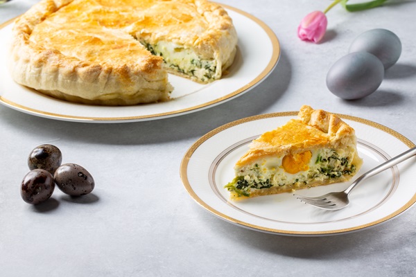 Torta,Pasqualina.,Traditional,Italian,Savory,Easter,Pie,With,Spinach,,Chard,