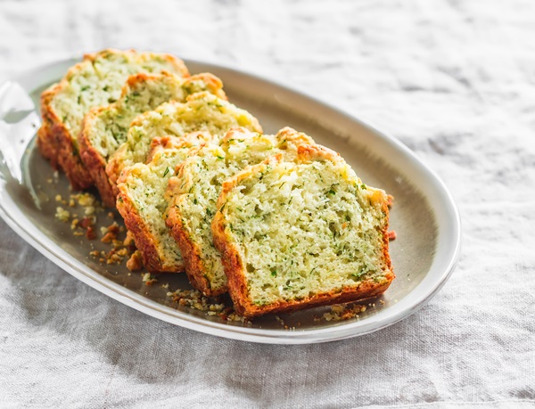 Savory,Zucchini,,Herbs,,Cheese,Snack,Cake,On,A,Light,Background,