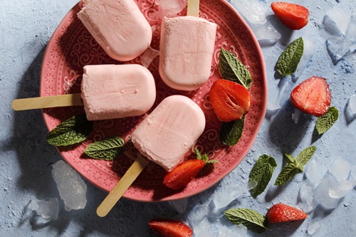 Strawberry Ice Cream Popsicles