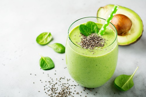 Vegetarian,Healthy,Green,Smoothie,From,Avocado,,Spinach,Leaves,,Apple,And