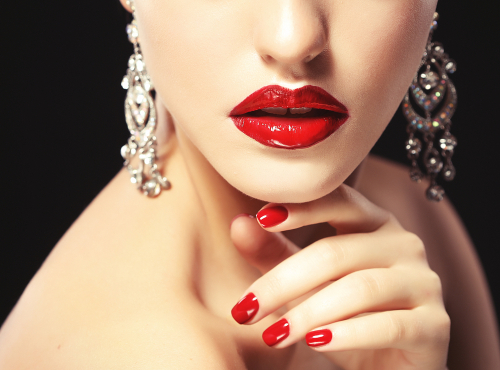 Beautiful,Lips,Close,Up.,Red,Lipstick.,Black,Background.