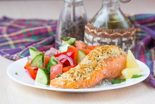 Steak,Fillet,Of,Red,Fish,Salmon,With,Cheese,Crust,Breading