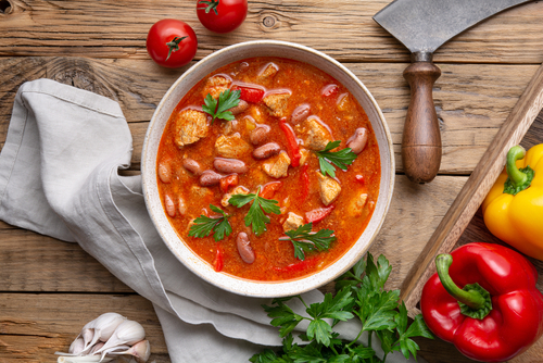 Spicy,Red,Kidney,Bean,Stew,With,Pork,,Tomato,And,Bell