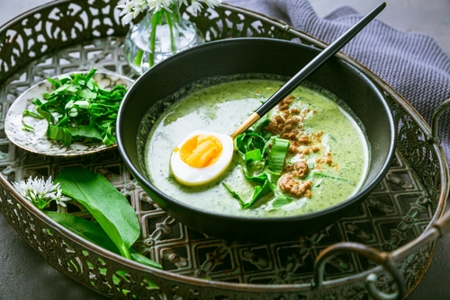 Wild,Garlic,Soup,,Bear,Leek,Soup,(ramson,Soup),With,Boiled