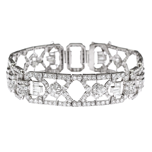 art deco naramek s diamanty